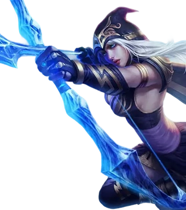 Afbeelding van een vrouwelijke fantasy boogschutter met een magische ijsboog, gericht op haar doelwit, gekleed in lichte gevechtskleding en met een geconcentreerde en vastberaden uitdrukking